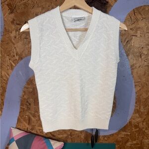 Vintage White V-Neck Sweater Vest